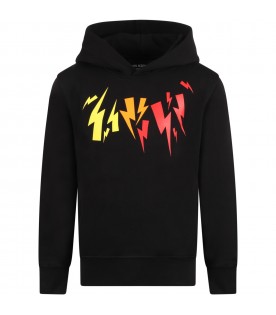 Black sweatshirt for kids with iconic lightning bolts