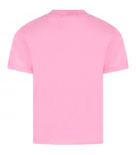 Pink T-shirt for girl with black logo