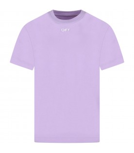 Lilac T-shirt for girl with white logo