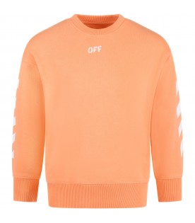 Orange sweatshirt for kids with white logo