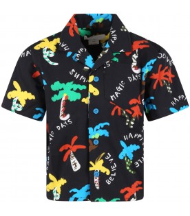 Black shirt for boy with palm trees