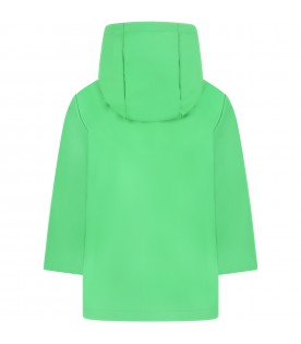 Green raincoat for kids with hippos