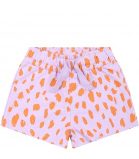 Purple shorts for baby girl with animal print