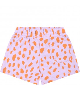 Purple shorts for baby girl with animal print