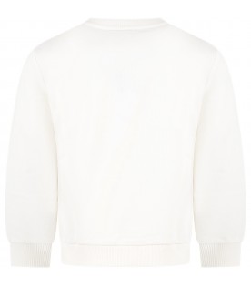 White sweatshirt for girl with golden logo