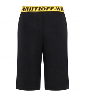Black shorts for kids with white logo