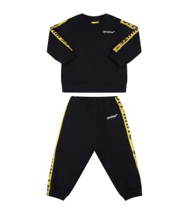 Black tracksuit for babykids with white logo