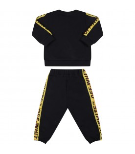 Black tracksuit for babykids with white logo
