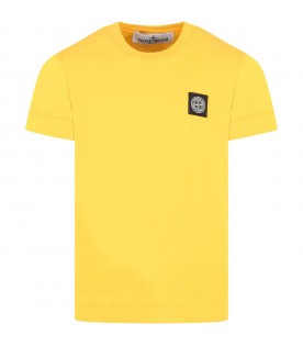 Yellow  T-shirt for kids with patch logo