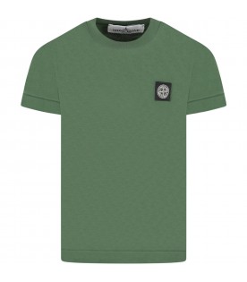Green T-shirt for kids with patch logo