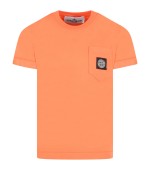 Stone Island Junior Orange T-shirt for kids with patch logo