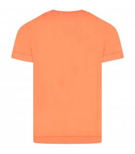 Orange T-shirt for kids with patch logo