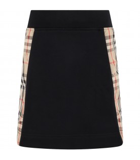Black skirt for girl with vintage check