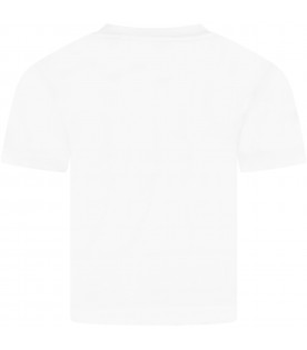 White T-shirt for boy with black logo