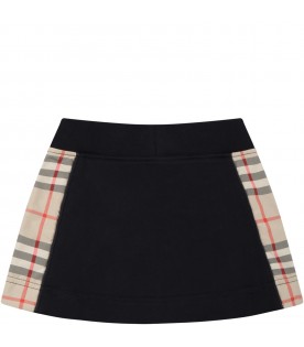 Black skirt for baby girl with vintage check