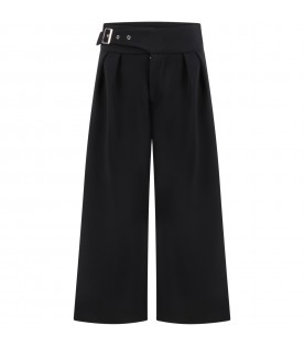 Black trousers for girl with logo patch