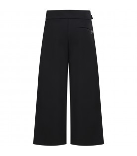 Black trousers for girl with logo patch