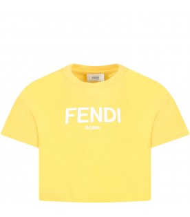 Yellow T-shirt for girl with white logo