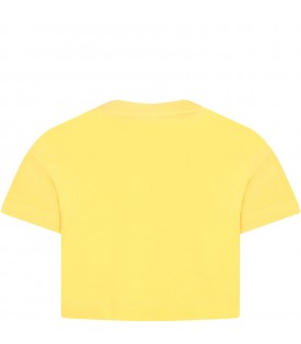 T-shirt gialla per bambina con logo bianco