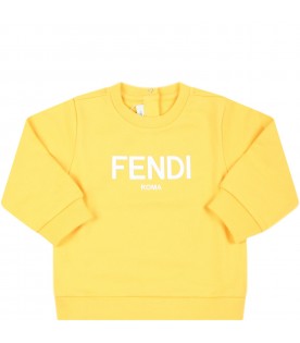 Yellow sweatshirt for babykids with white logo