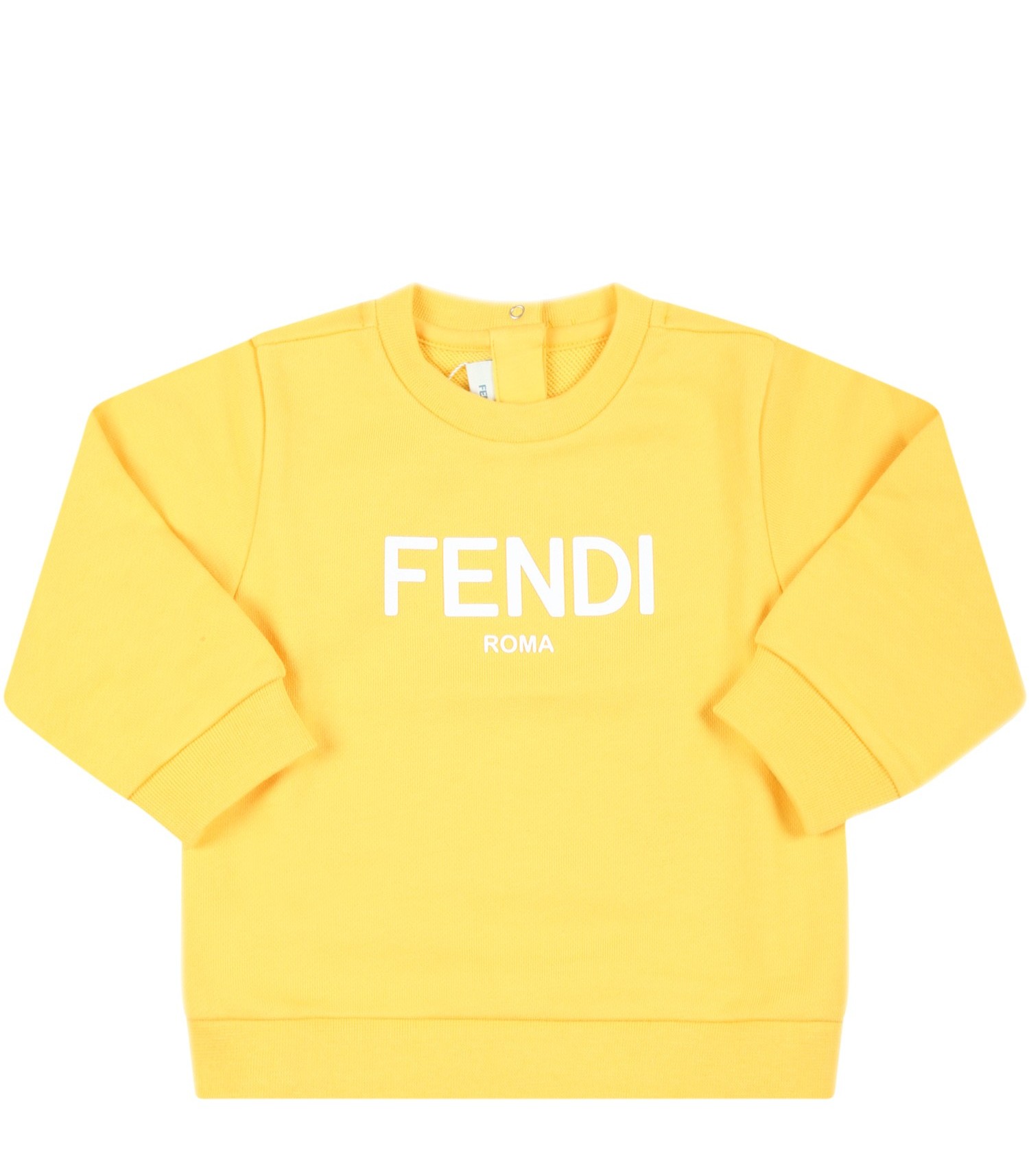 Fendi Kids Yellow sweatshirt for babykids with white logo