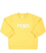 Fendi Kids Yellow sweatshirt for babykids with white logo