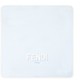 Fendi Kids Light-blue blanket for baby boy with white logo