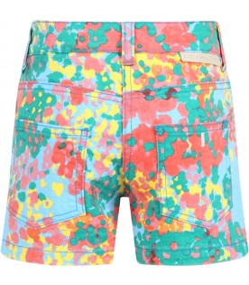 Multicolor shorts for girl with floral print