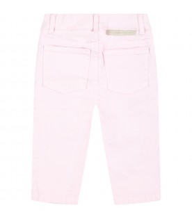 Pink jeans for baby girl with lions