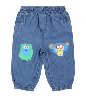 Blue deni-trousers for baby boy with animals