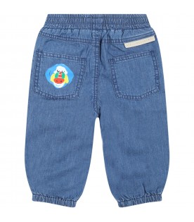 Blue deni-trousers for baby boy with animals