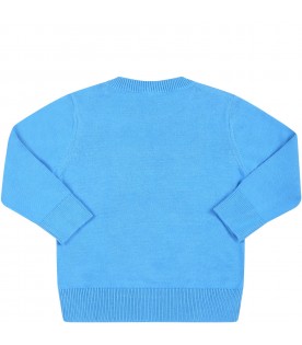 Light-blue sweater for baby boy with gorilla