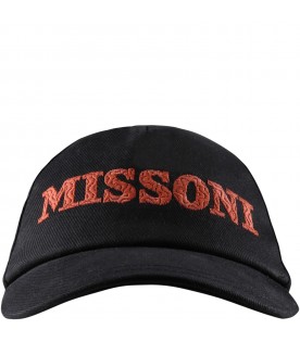 Black hat for kids with brown logo