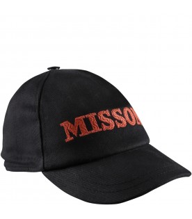 Black hat for kids with brown logo