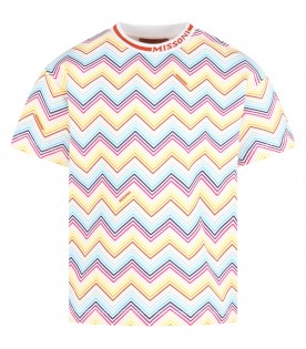 Multicolor T-shirt for girl with iconic all-over chevron pattern