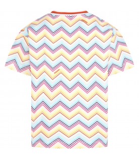 Multicolor T-shirt for girl with iconic all-over chevron pattern