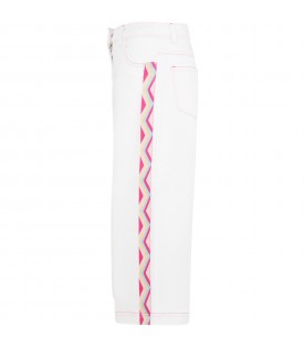 White jeans for girl with  iconic chevron pattern