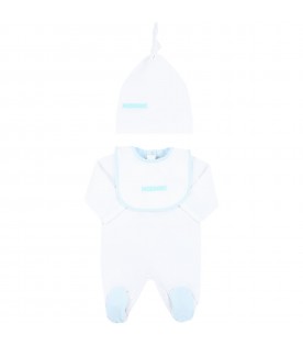 White set for baby boy with light blue logo