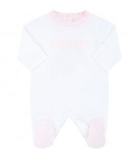 White set for baby girl with pink logo