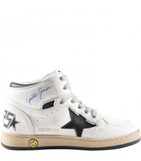 White sneakers for boy with star and logo
