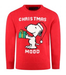 Red sweater for boy with Snoopy