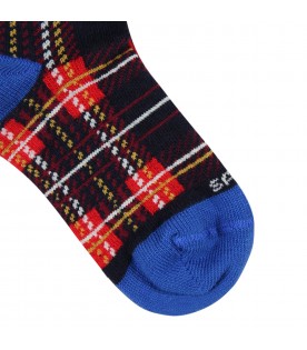 Multicolor socks for kids with red check