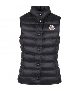 Black "Liane" gilet for girl with logo patch