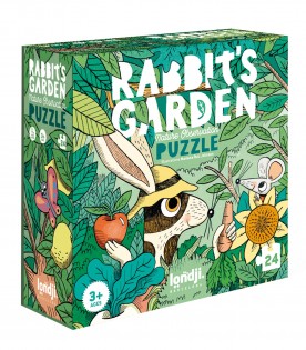 Multicolor puzzle for kids with rabbits