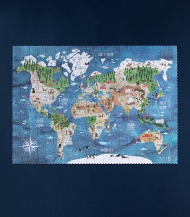 Multicolor puzzle for kids with world map