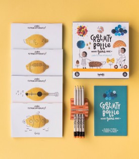 Board game for kids with pencils and drawings