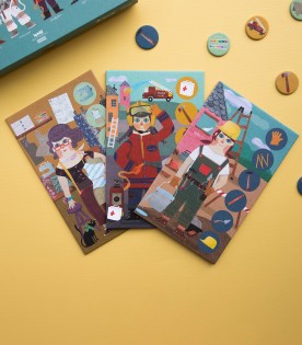 Board game for kids with picture cards with professions
