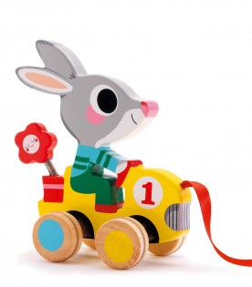 Rabbit-shaped pull-along toy for babies