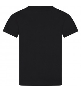 Black T-shirt for boy with yellow logo