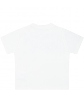 T-shirt bianca per neonato con logo nero